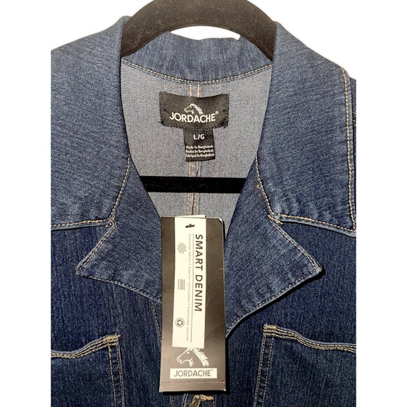 Women's (Junior's) Jordache Long Sleeve Smart Denim Jumpsuit Dark Emzyme L - Picture 2 of 5